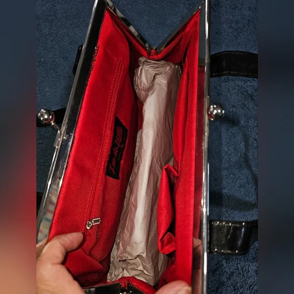 Lux de Ville Lime Green Sparkle Femma Fatale Kiss Lock Purse - Picture 9 of 14